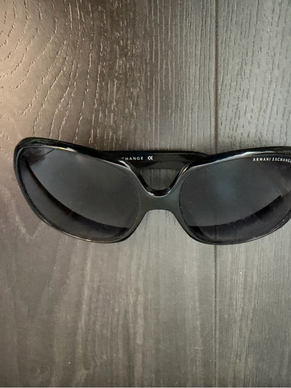 Armani Exchange Women's Black Curved Oversized Sunglasses